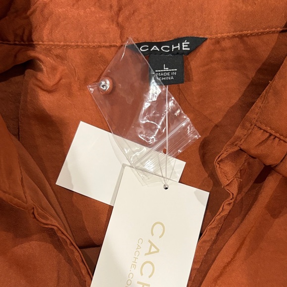 Cache Ruffled Sleeve Blouse in Rust - Picture 3 of 5